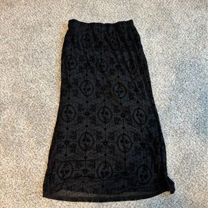 Cider Black Floral Maxi Skirt Halloween Mesh Velvet Burnout